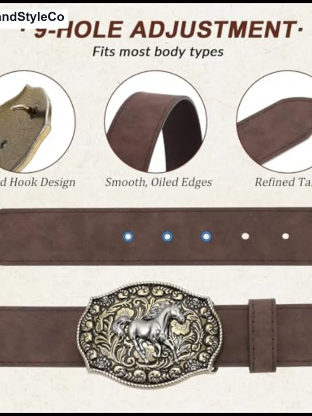 Faux Leather Western Belt with Longhorn or Horse Buckle